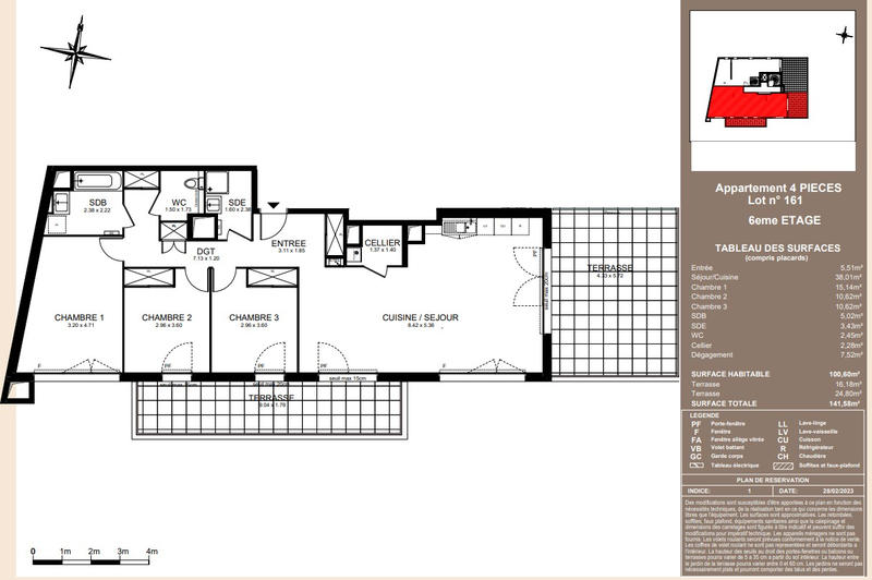 Appartement - 101 m² - 4 pièces