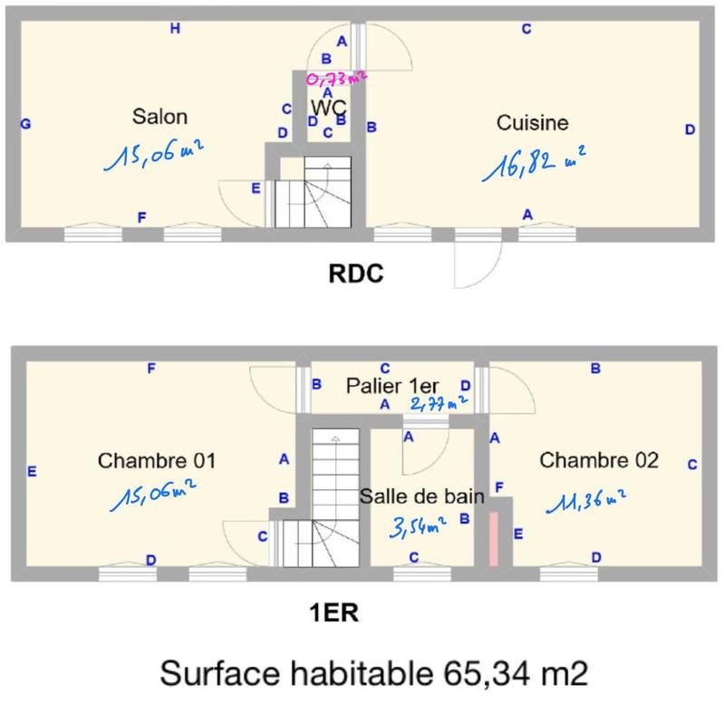 Maison - 65 m² - 3 pièces