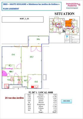Appartement - 55 m² - 2 pièces