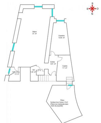 Appartement - 57 m² - 2 pièces