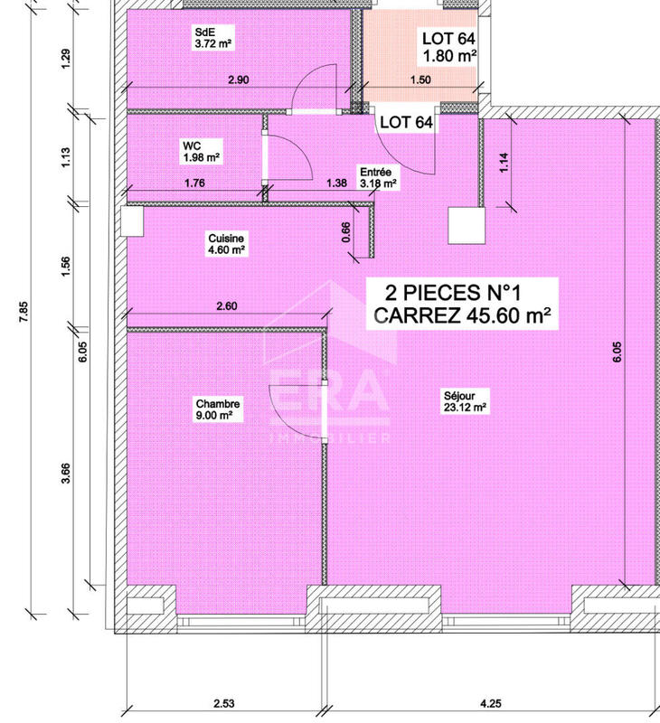 Appartement - 46 m² - 2 pièces