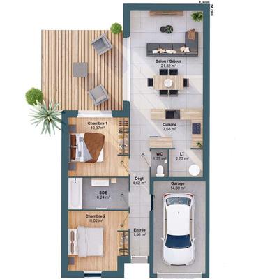 Maison - 65 m² - 4 pièces