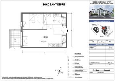 Appartement - 45 m² - 2 pièces