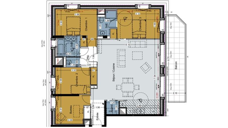 Appartement - 104 m² - 4 pièces