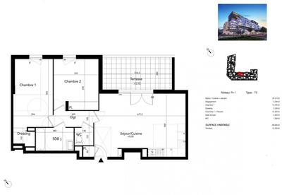 Appartement - 69 m² - 3 pièces