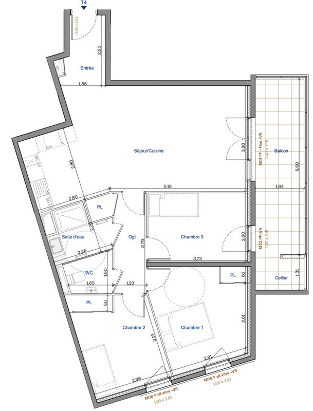 Appartement - 80 m² - 4 pièces