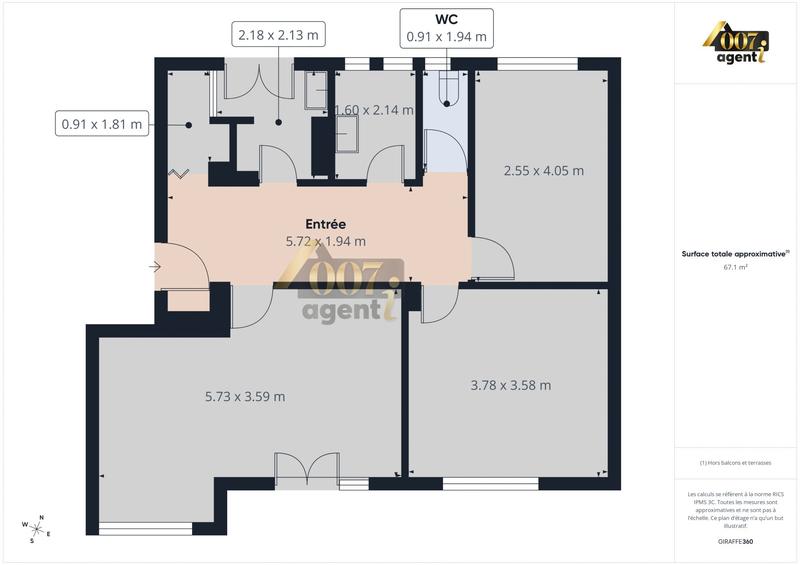 Appartement - 68 m² - 3 pièces