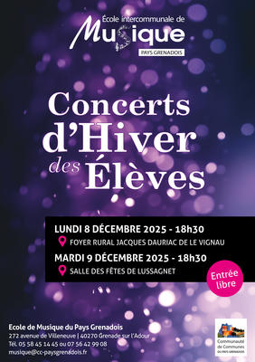 Concerts d'hivers des élèves de l'Ecole de musique du Pays Grenadois