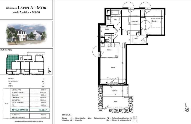 Appartement - 70 m² - 3 pièces