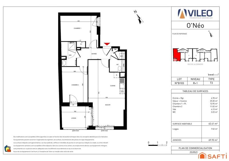 Appartement - 63 m² - 3 pièces