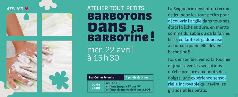 Atelier tout-petits : Barbotons dans la barbotine !