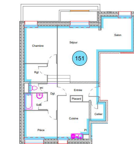 Appartement - 80 m² - 4 pièces