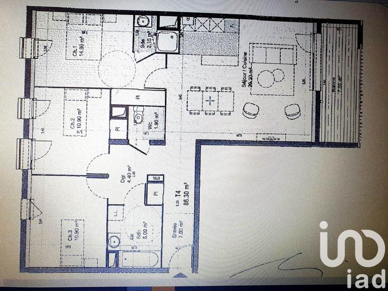 Appartement - 86 m² - 4 pièces