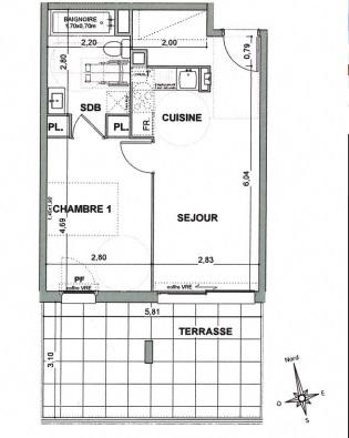 Appartement - 40 m² - 2 pièces
