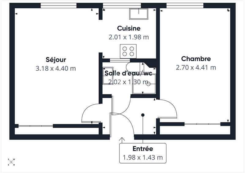 Appartement - 37 m² - 2 pièces