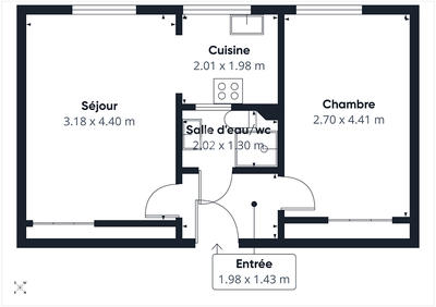 Appartement - 37 m² - 2 pièces