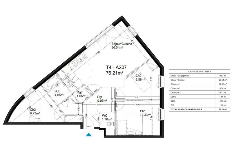 Appartement - 76 m² - 4 pièces