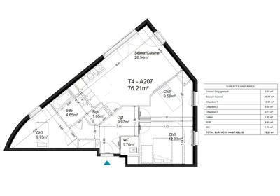 Appartement - 76 m² - 4 pièces