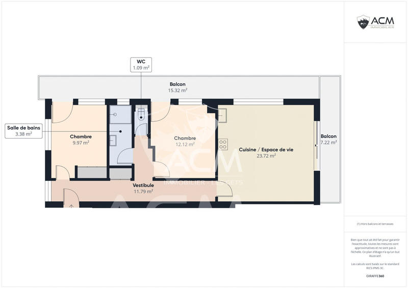 Appartement - 63 m² - 3 pièces