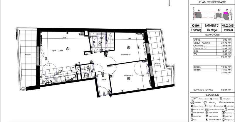 Appartement - 60 m² - 3 pièces