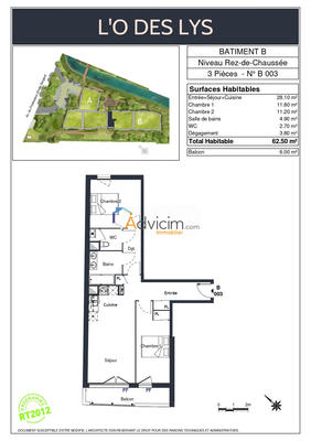Appartement - 62 m² - 3 pièces