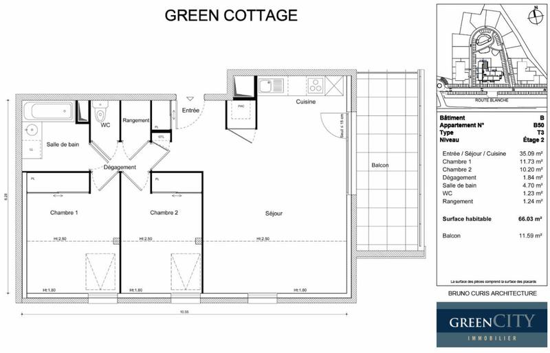 Appartement - 66 m² - 3 pièces