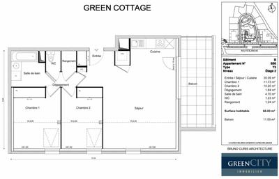 Appartement - 66 m² - 3 pièces