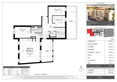 Appartement - 89 m² - 4 pièces