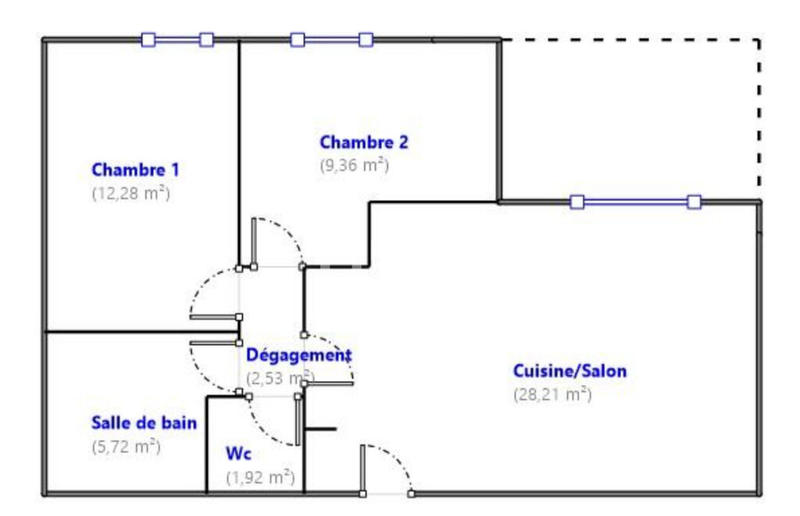 Appartement - 60 m² - 3 pièces