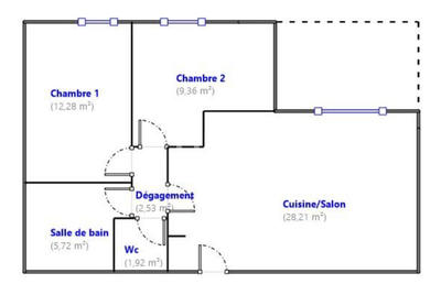 Appartement - 60 m² - 3 pièces