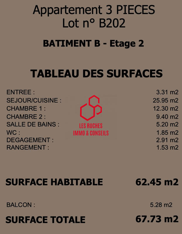 Appartement - 62 m² - 3 pièces