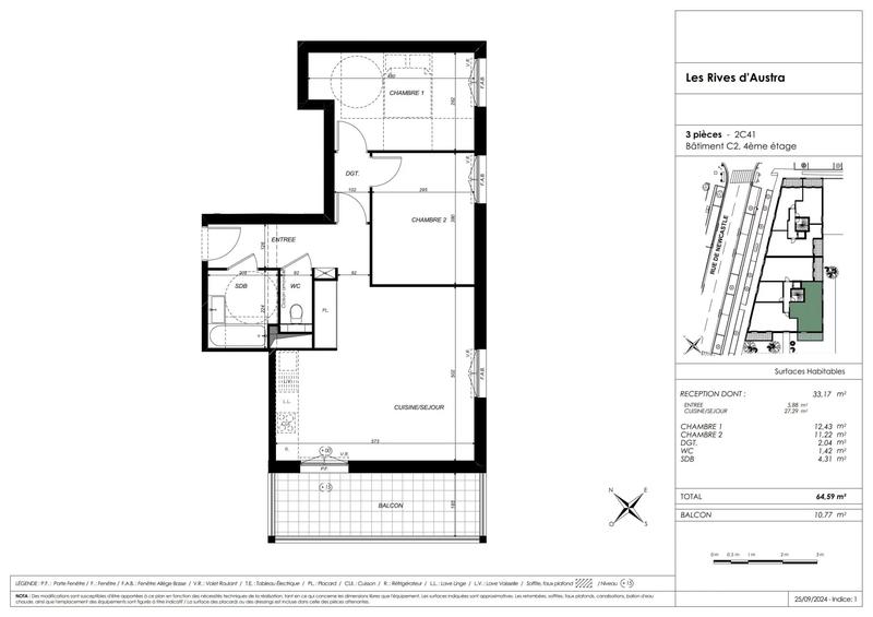 Appartement - 65 m² - 3 pièces