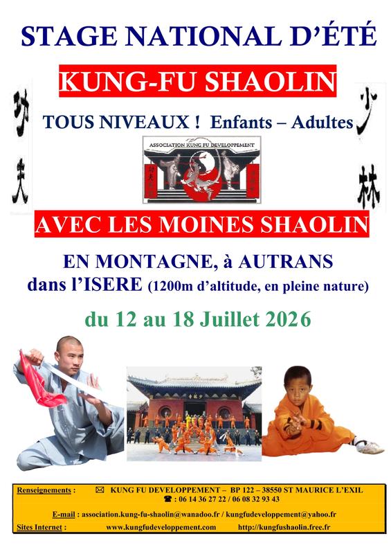 Stage exceptionnel de Kung-Fu avec les Moines Shaolin