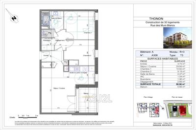 Appartement - 59 m² - 3 pièces