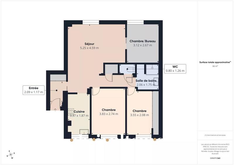 Appartement - 66 m² - 4 pièces