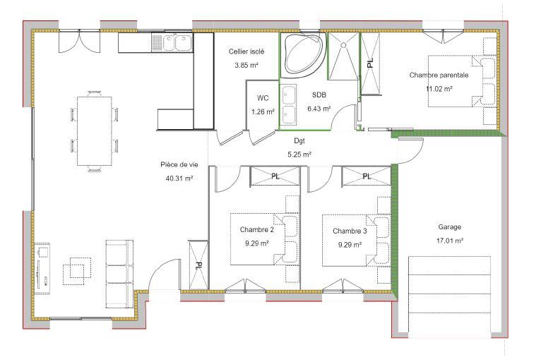 Maison - 87 m² - 4 pièces
