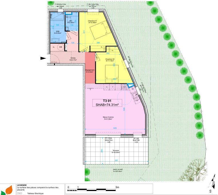 Appartement - 74 m² - 3 pièces