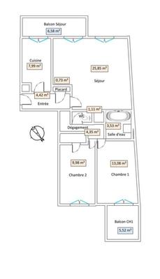 Appartement - 71 m² - 4 pièces