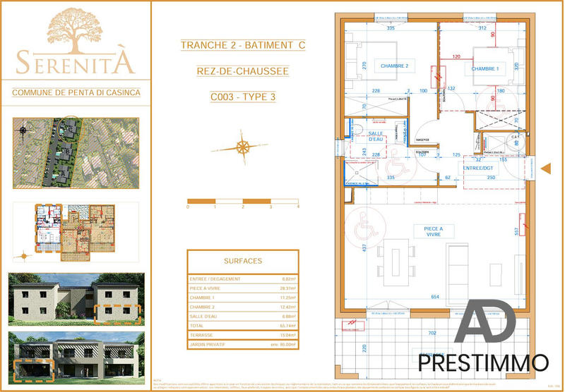 Appartement - 66 m² - 3 pièces