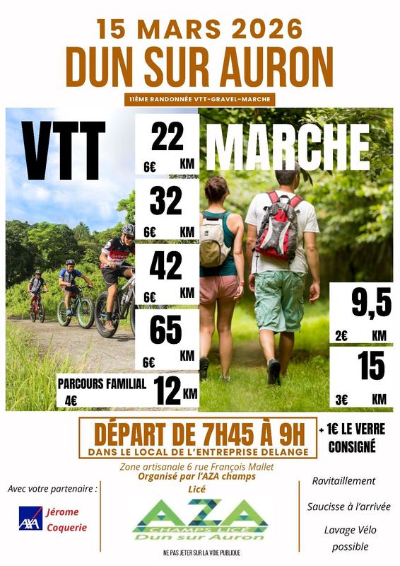Randonnée Vtt - Gravel - pédestre organisée par l'Aza du Champ de Licé
