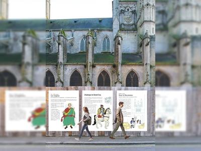Exposition sur les murs du chantier de l'église Saint-Pierre