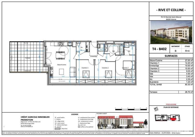 Appartement - 80 m² - 4 pièces