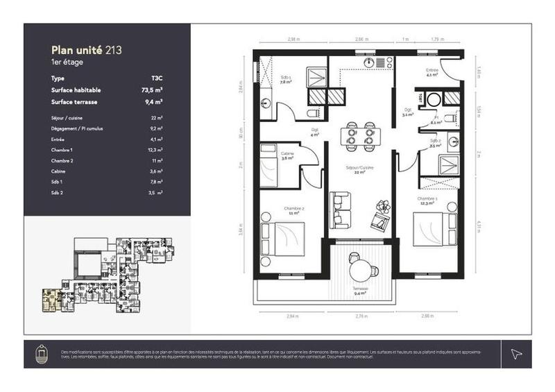 Appartement - 73 m² - 3 pièces