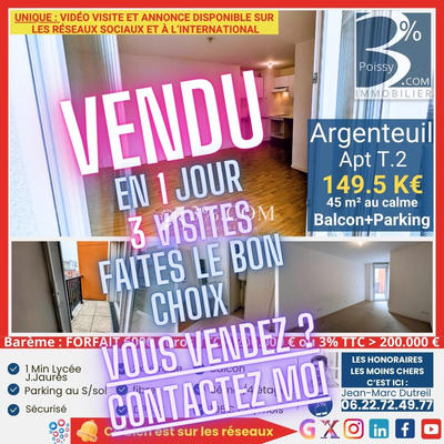 Appartement - 45 m² - 2 pièces