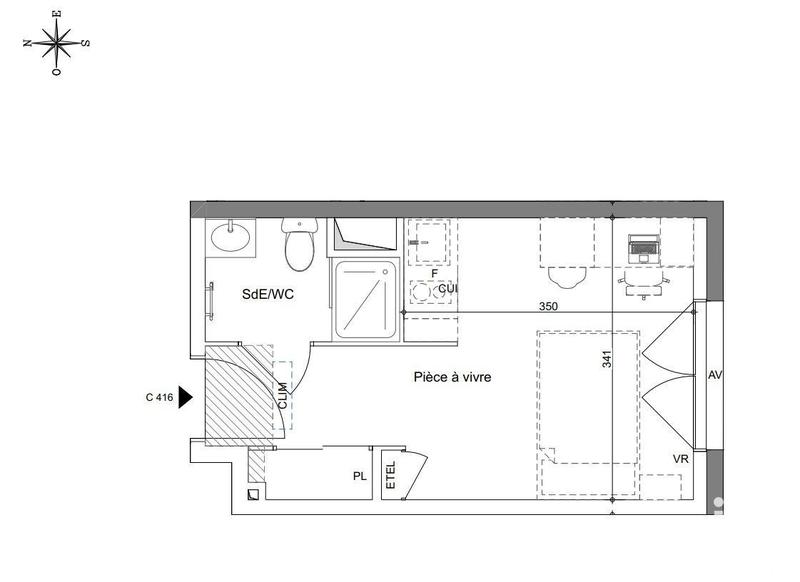 Appartement - 18 m² - 1 pièce
