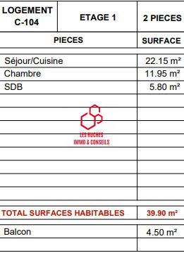 Appartement - 40 m² - 2 pièces