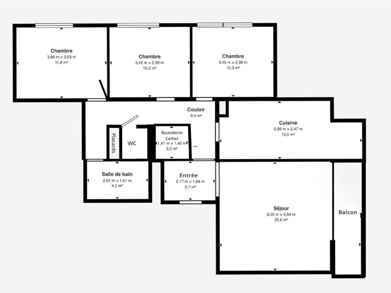 Appartement - 88 m² - 4 pièces