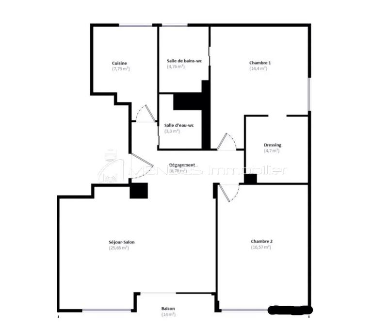 Appartement - 84 m² - 3 pièces