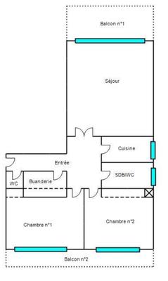 Appartement - 74 m² - 3 pièces