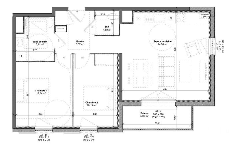 Appartement - 60 m² - 3 pièces